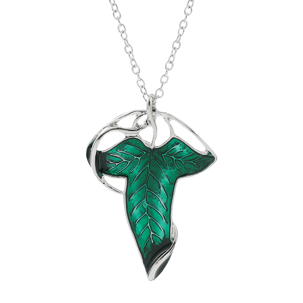 Vintage Necklace - Vintage Green Leaf Pendant Necklace Exquisite