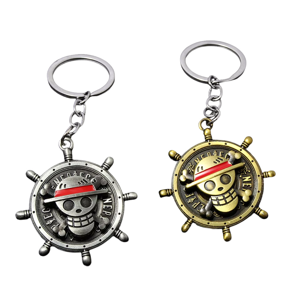 Vintage Collectible Cars - One Piece Luffy Rotatable Skull Keychain