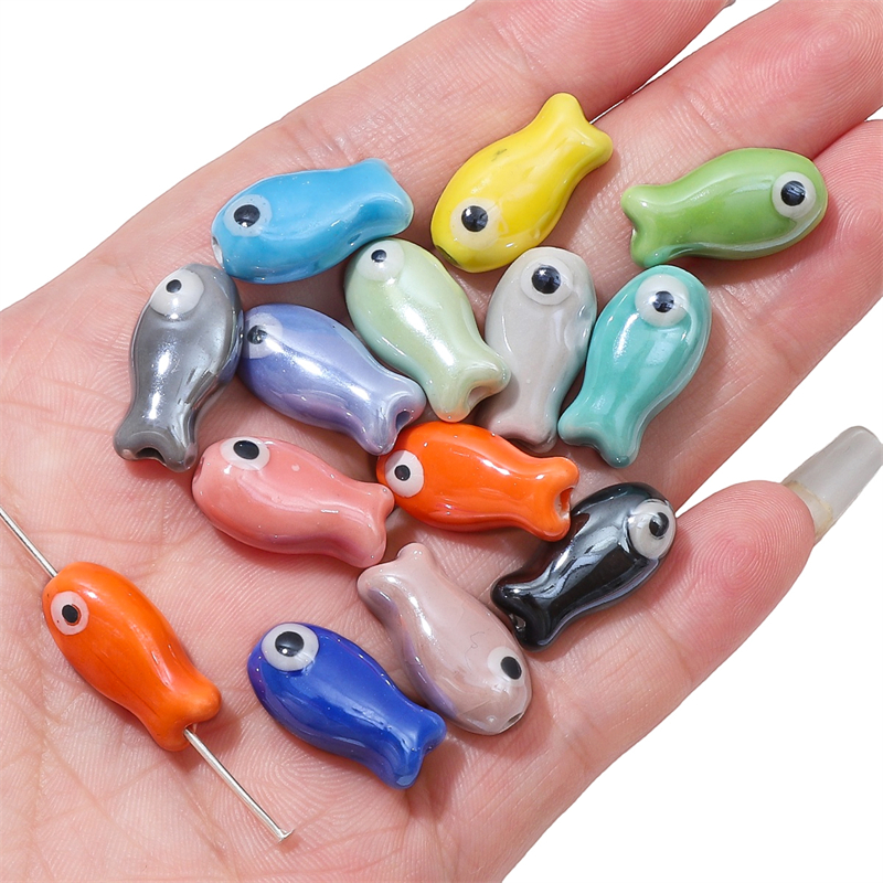 10Pcs Vintage Fish Ceramic Bea - Vintage Necklace review and price