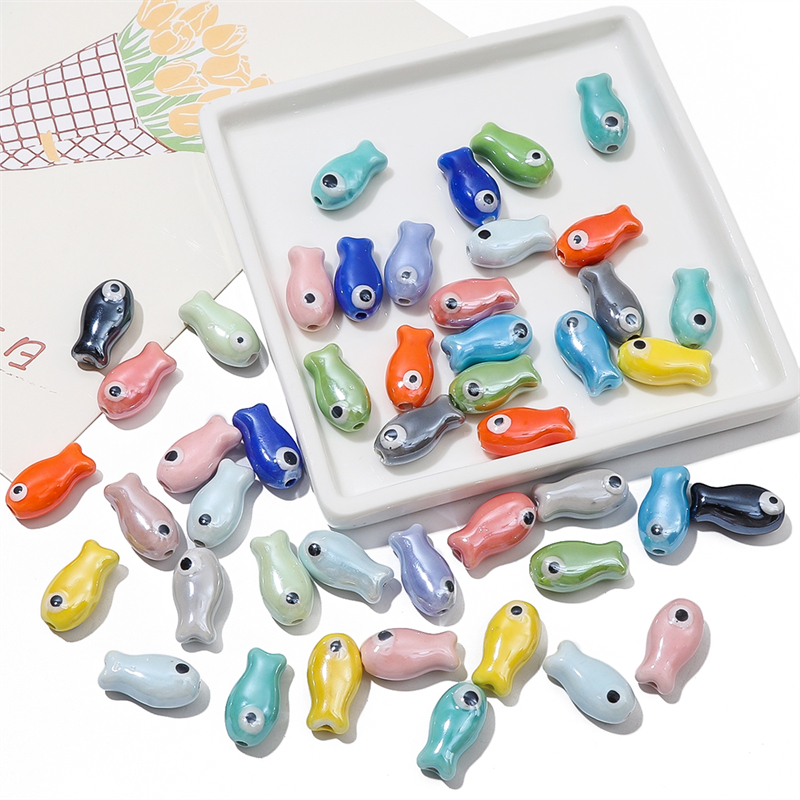 10Pcs Vintage Fish Ceramic Bea - Vintage Necklace review and price