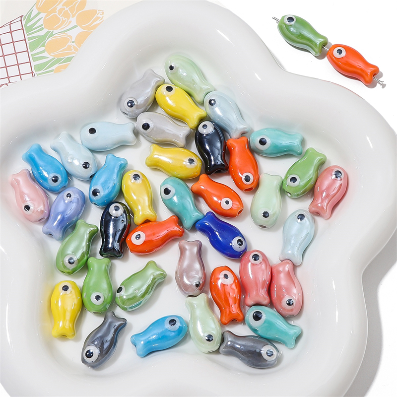 10Pcs Vintage Fish Ceramic Bea - Vintage Necklace review and price