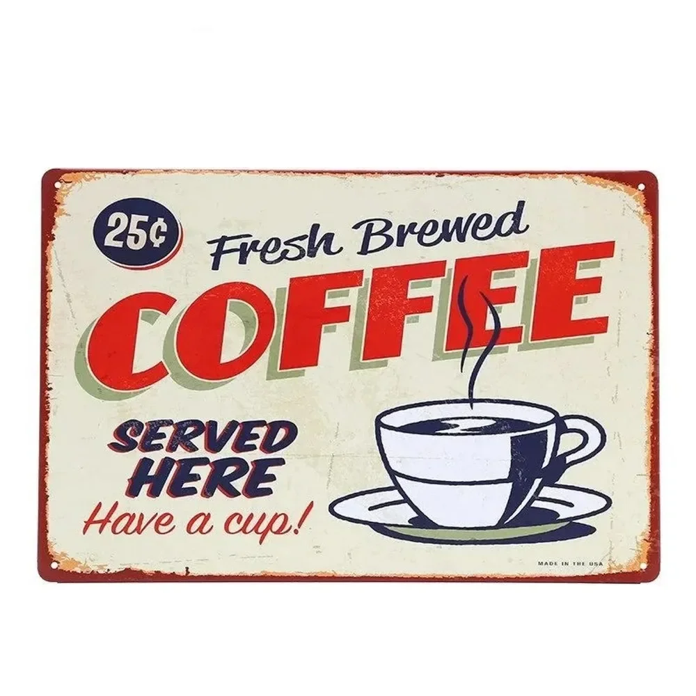 Plaque Metal Signs Drink Coffe - Vintage Collectible Plates review and price