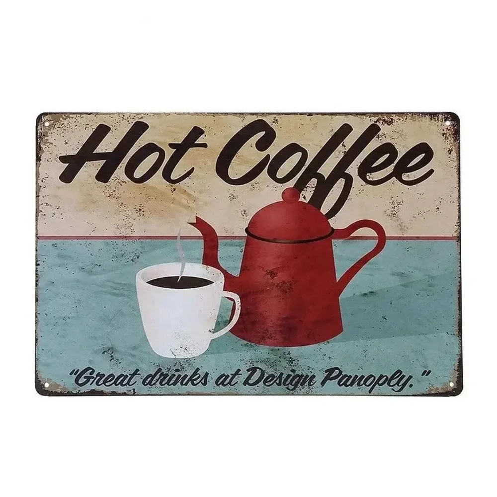 Plaque Metal Signs Drink Coffe - Vintage Collectible Plates review and price