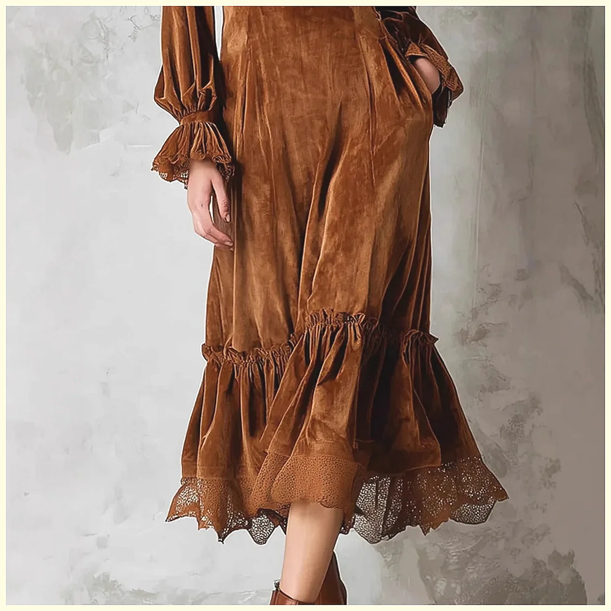 Vintage Velvet Maxi Dress V-Ne - Vintage Necklace review and price