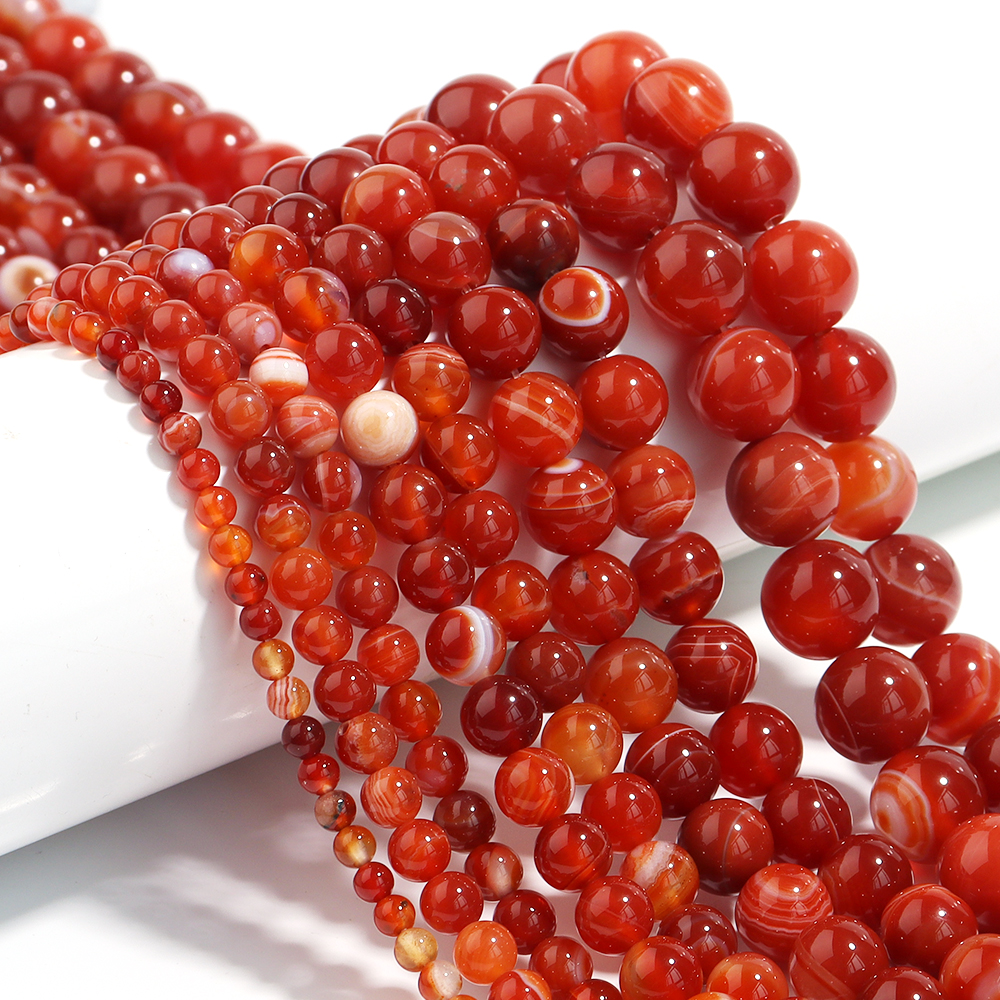 1 Strand Red Striped Agate Nat - Vintage Necklace review and price