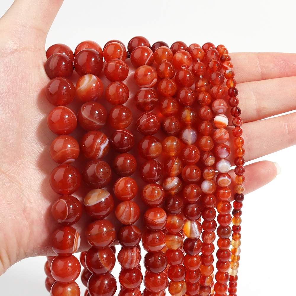 1 Strand Red Striped Agate Nat - Vintage Necklace review and price